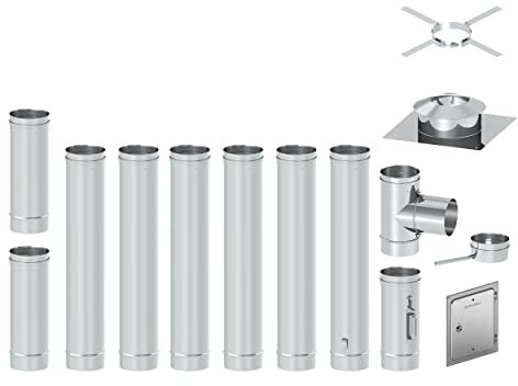 H&M Germany EW FU Edelstahl Sanierungsbausatz 7m Ø130mm 0,6mm Materialstärke Schornstein Kamin Einwandig Sanierung für gemauerten Kamin