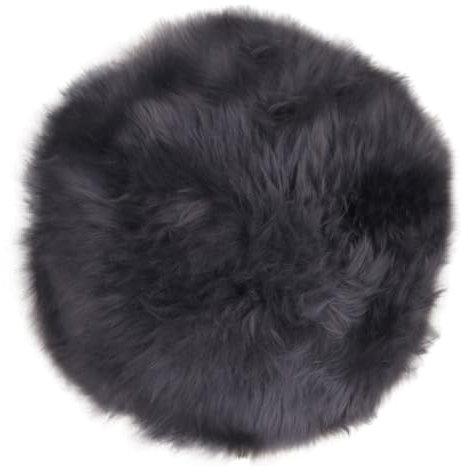 House Nordic Sitzfell Grau Lammfell 35 cm Sitzkissen Stuhlkissen Rund Dunkelgrau