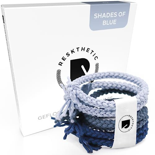 Reskthetic® Haargummi - hochwertig geflochtene Haargummis mit perfektem Halt, extrem reißfeste Zopfgummis, angenehm zu den Haaren (blau)