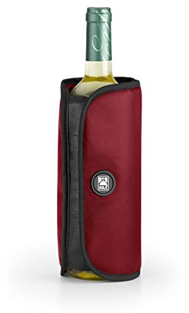 BRA Funda enfriadora Botellas de Vino o Cava, Tejido Impermeable, Ajuste elástico Lateral, Granate