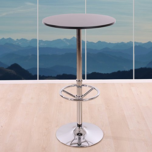 Mendler Stehtisch Bartisch Bistrotisch Empfangstisch Bari-AM mit Fußablage Ø60cm - schwarz