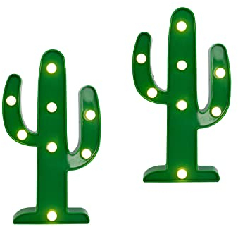 ZUOKEMY 2 Pieces Large Led Cactus Night Lights, Cactus Party Decorations, Carnival Cute Dining Table Decorations, Children's Room Desk Lights, Bedroom Living Room Gifts Decorations (Cactus), XRZ-2