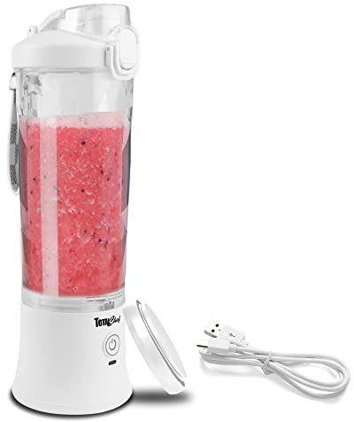 Total Chef Portable Mini USB Blenders Smoothie Maker Cordless Personal Blender 600ml Cup Small Mixer for Protein shake Baby Food Milkshakes Fruit Juice Slushie for Home Office Travel Gym White