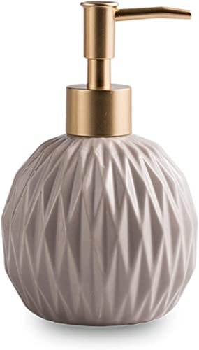 Lotionspender, Pumpflaschenspender, Keramikschaumspender mit Pumpe, nachfüllbarer Lotionspender for Badezimmer-Waschtischarbeitsplatte, Shampoo-Spender, for Küchenspüle, Graublau, 400 ml (Color : KHA