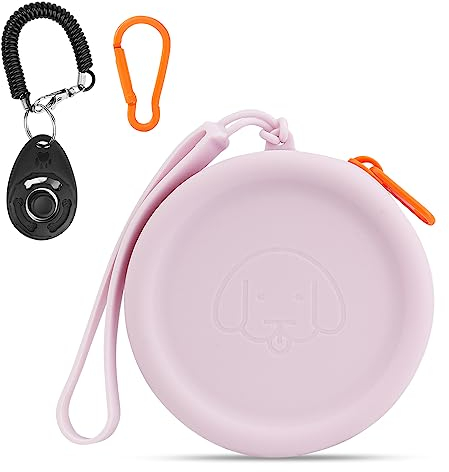 FIDWALL Leckerli-Tasche aus Silikon,2 Stück,Futtertasche für(Lila) Hundetraining,Hundezubehör,Taschengröße,leicht zu reinigen,geruchlos,Reißverschluss-Design,tragbare Leckerli-Tasche für Hunde()