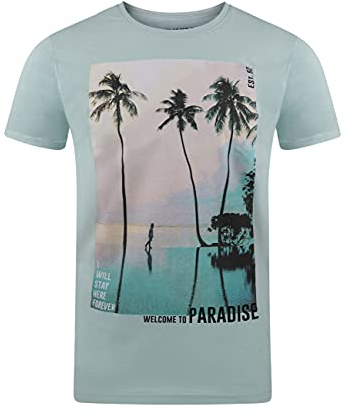 riverso Tshirt Herren Baumwolle Regular Fit RIVLukas Rundhals Kurzarm Sommer Tee Shirt Print Blau 3XL, Größe:3XL, Farbe:Blau Palme (AJD)