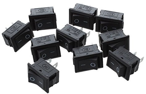 Clyictz Clyictz (R) 10 Stueck SPST Mini 2 Pin Wippschalter AC 125V 10A 250V 6A - Schwarz