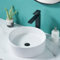 VALISY - Fregadero redondo blanco de 15 pulgadas, lavabo circular sobre encimera de cerámica de porcelana, lavabo de arte circular moderno para tocador, lavabo de baño