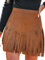 CUPSHE Damen Rock Herbst Winter Fransen Wildleder Rock, High Waist Western Outfit Minirock Mini Skirt, Braun, XL