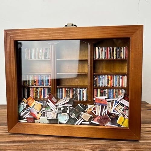 Huasean Bücherregal Gegen Ängste – Schütteln Sie Ihre Angst Weg, Miniatur-Bücherregal Aus, Miniatur-Büchervitrine, Schüttel-Bücherregal, Geschenke Für Buchliebhaber Und Ängstliche Menschen