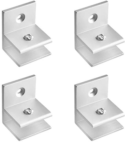 4 Stück Glasregal Halterung - Glasklemmen Legierung Glashalter Glas Regal, Einstellbare Klemme für 8-10mm Dicke Glasplatten, Silber