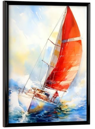 artboxONE Poster mit schwarzem Rahmen 18x13 cm Sport Segelboote Sportkunst E - Bild segeln segelboot segeln