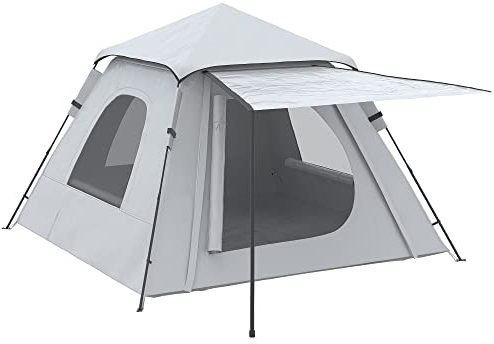 Outsunny Tienda de Campaña Pop-up para 2-3 Personas Portátil Tienda de Camping Ligero Impermeable 2000 mm Protección UV50+ Tienda de Acampada con Ventana 210x210x150 cm Plata