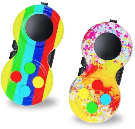 Cuackamily 2 Stück Fidget Toys Set, Fidget Pad Controller Stressaubbau bei Nervösität, Angst Relief Anti-Stress Sensorisches Spielzeug Gamepad Zappeln Spielzeug Geschenk für Erwachsene Kinder