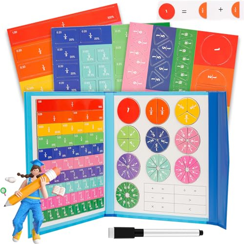 DONGZQAN Brüche Magnetisch, Bruch Puzzle, Magnetische Bruchrechnen Material, Bruchscheiben-Demonstrator, Magnetische Bruchfliesen und Bruchkreise,Mathe Grundschule Material