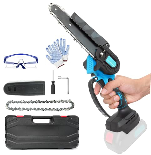 Akku-Säge 6 Zoll, bürstenloser Kettensäge Ersatz für Makita DUC101Z, Mini-Kettensäge Batterie Kleine tragbare Einhand-Kettensäge für Gartenbäume, Zangen Holzschneiden (nur Körper)