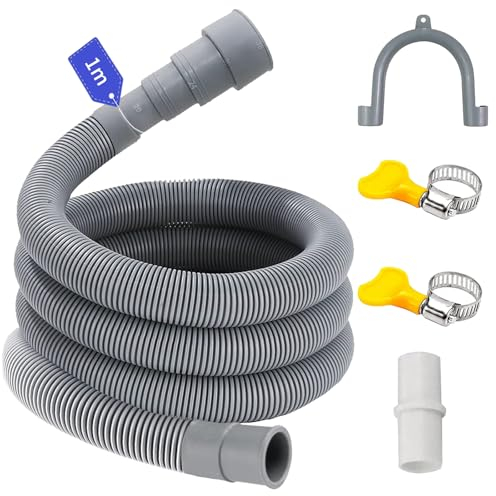 Tubo Scarico Lavatrice 1/1.5/2/2.5/3/4/5/6M, per 4 Dimensioni di Interfaccia, Prolunga Tubo Scarico Lavatrice, Prolunga per Scarico Lavatrice Kit, Tubo Scarico per Lavastoviglie e Lavatrice