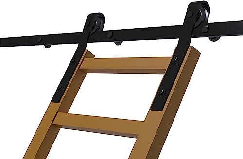 Sliding Barn Door Kit 5ft-13ft Sliding Ladder Library Full Set Hardware Rolling Track (No Ladder) (13ft/400cm)