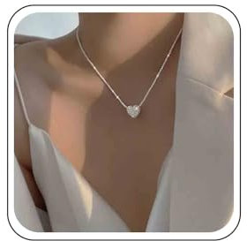 Xmsrn Vintage Puffy Herz Liebe Halskette Herz Liebe Anhänger Halskette Silber Schleierkraut Kette Halskette Texturiert Herz Kette Halskette Für Frauen