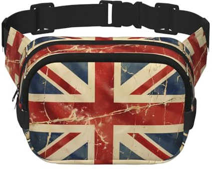 Mexpekil Bauchtasche Retro UK Britische England Flagge Bauchtasche Damen Herren Wasserdicht Mode Hüfttaschen mit verstellbarem Gurt Crossbody Gürteltasche zum Laufen Wandern, mehrfarbig, Einheitsgröße