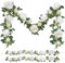 Foshird 2 Stück Künstliche Blumengirlande Deko Weiße Rosen Große 2m Kunstblumen Hängend für Girlande Hochzeit Blumenwand Room Decor Garten Party