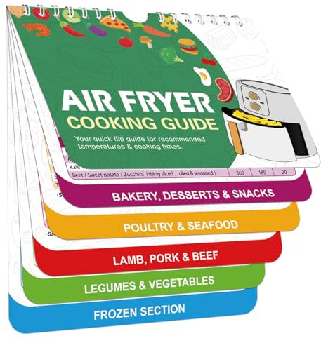 Tableau Temps Cuisson, Guide de Cuisson de la Friteuse à Air, Fryer Cheat Sheet pour Variété D'aliments Livres de Cuisine, Feuilles de Triche Magnétiques pour Friteuse à Air
