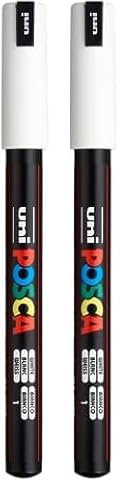 POSCA uni-ball 181701 - Marqueur à pointe calibrée, blanc (Lot de 2)