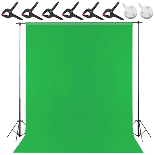 Green Screen Background 200x300 cm: Fotohintergrund Greenscreen Waschbar mit 6 Klemme, Photo Wall Background, Hintergrund Fotoleinwand für Fotografie Video- undTV-Aufnahmen