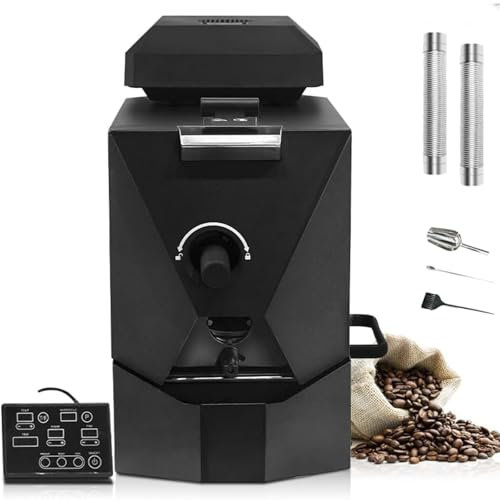 Commercial Electric Coffee Bean Roaster - Smokeless with Smoke Filter & 2 Chimney Tubes, 3 Baking Curves for Perfect Roasting