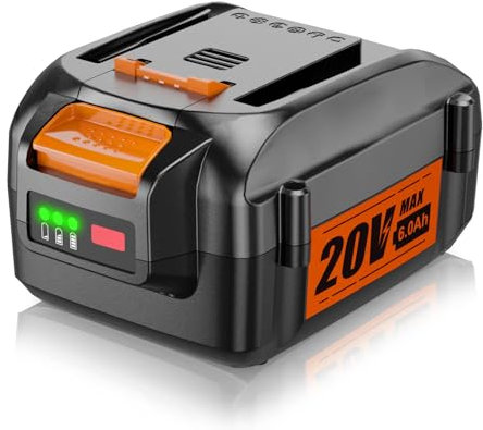 Litanki Batterie de rechange 6,0 Ah compatible avec Worx 18 V, 20 V outils électriques et outils de jardinage, WA3525, WA3575, WA3520, 1 pièce