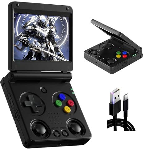 RG34XXSP Retro Handheld Spielekonsole 5490 Spiele 17 Emulator,Portierte/Download Spiele,Linux System 3.4 IPS Bildschirm Tragbare Spielekonsole mit 2.4/5G WiFi&Bluetooth,Video/Musik Player (Schwarz)