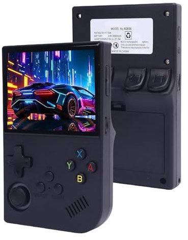 Sxhlseller Console de Jeu à Main Rétro Portable pour Le Système Linux, Affichage HD de 3,5 Pouces 640x480, Puce RK3326, Batterie de 3500mAh, Lecteur de Jeu Vidéo Noir (64G)