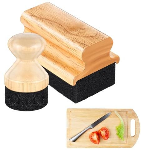 Yhsioaklo Mineral Oil Applicator For Cutting Boards, Cleaner Brush For Butcher Boards, Wax Applicator For Restoring Wooden Cookware