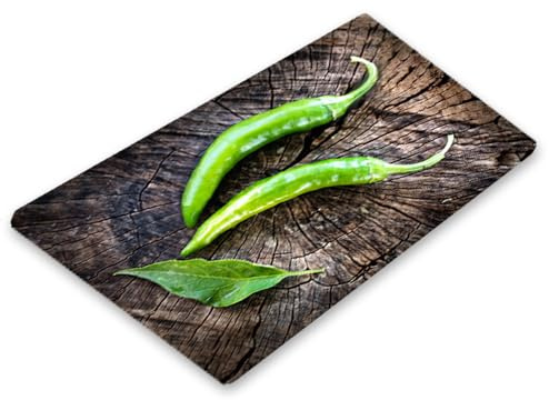 Metrox Couvre-plaque de cuisson 30x52cm pour induction, protection de cuisinière, décorative, en verre, planche à découper, verre de sécurité, protection anti-éclaboussures 1848 (Vert piment)