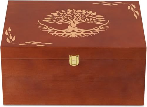 InnoBeta Keepsake Box Tree of Life Gifts for Women, Wooden Storage Boxes, Decorative Organizer with Lid for Memory Treasure