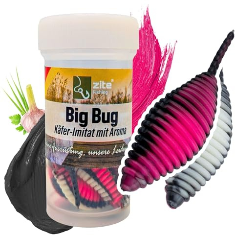 Zite Fishing Big Bug Forellenköder Gummi | Käfer-Imitat 5 cm 8 Stück | Knoblauch & Käse Flavour | Made in Germany | Phthalatfrei | UL Twitchköder am Tungsten Jighaken