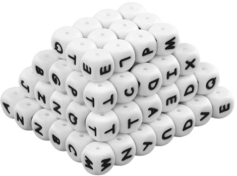 Lot de 78 perles en forme de lettres en silicone pour bracelets, lot de perles en forme d'alphabet A-Z 12 mm pour enfiler, bricolage pour bracelets, bijoux pour le