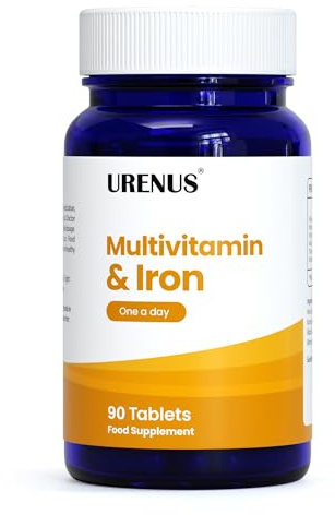 Multivitamin & Iron Tablets – Daily Vitamins & Minerals Supplement for Energy & Wellness – 90 Tablets – Made in UK
