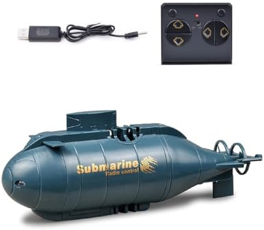SpedUpX Mini RC U-Boot 6CH Fernsteuerbares Tauchboot Wasserdichtes Elektrofahrzeug mit USB Aufladung Simulationsmodell für Pool Badewanne(Blau)