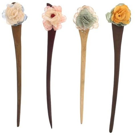 Adorainbow Dekorative Haarnadeln mit Chinesischen Blüten 4 Stück für Damen für Hanfu Kostüme und Diverse Anlässe