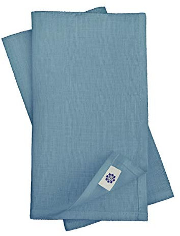 Linen & Cotton 4 x Stoffservietten Servietten Stoff Leinenservietten Einfarbig Caerula - 100% Leinen, Blau (47 x 47cm) Rechteckig für Home Küche Esszimmer Cafe Restaurant Hotel Catering Feier Party
