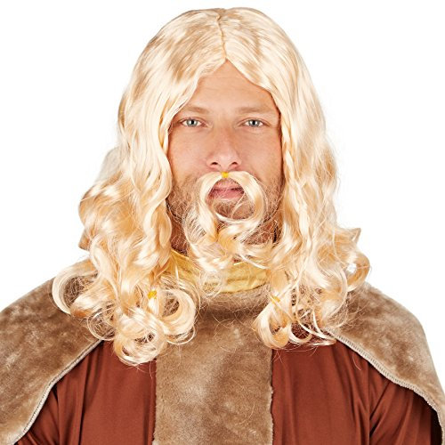dressforfun Herrenperücke Wikinger, blond | Coole Herrenperücke inklusive Bart | Rundet Ihr Wikingerkostüm gekonnt ab