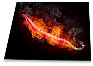 Herdabdeckplatte Abdeckung Ceranfeld Abdeckplatte Schneidebrett 1-Teilig 60x52 Chili Schwarz Spritzschutz Glasplatte Ceranfeldabdeckung Schutz Kochplatten Herdschutz Sicherheitsglas Glasschneidebrett