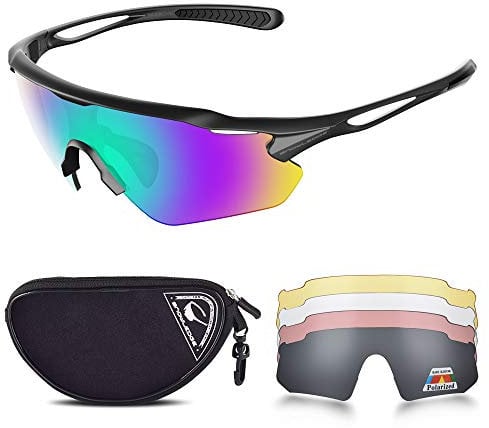 Snowledge Sportbrille Fahrradbrille Herren und Damen Radsportbrille Sonnenbrille Erwachsene Sport Radbrille Polarisiert Windschutz Brille Motorradbrille Rahmen TR90 UV400 Schutz