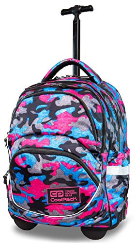 COOLPACK Trolley Rucksack 27L Teleskopgriff Handgepäck Schulrucksack Rollkoffer Rollen Räder 46 x 36 x 22 cm Koffer Backpack Camo Mädchen Damen