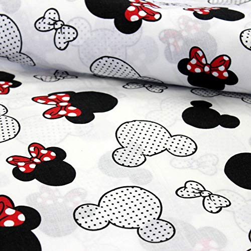 11,99€/m Maus Ohren Schleife Punkte 100% Baumwolle Baumwollstoff Kinder Meterware Handwerken Nähen Stoff (Maus Ohren Rot, 300x160cm (11,99€/m))