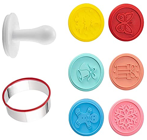 Liummrcy Weihnachten Keks Briefmarken Set, Weihnachten Silikon-Keks-Briefmarken-Set, Silikon-Keks-Briefmarken Set, Niedliche Silikon-Backen-Kekse Prägeform Küchenwerkzeug (Farbe)