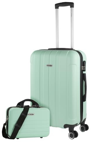 ITACA - Set valigie - Set Valigie Rigide Offerte. Valigia Grande Rigida, Valigia Media Rigida e Bagaglio a Mano. Set di Valigie con Lucchetto Combinazione TSA, Menta