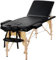 Abician Table de Massage Pliante Réglable en 8 Hauteurs Table de Massage Portable 3 Sections Pieds en Bois Massif Dossier Têtière Repose-Bras Hamac 213 x 82 x 85,5 cm Noir