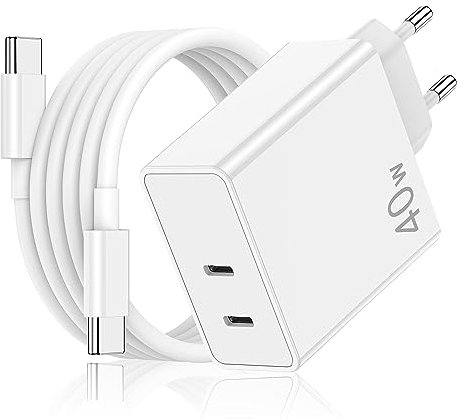 iPhone 16 Ladegerät mit 2M Kabel,Lang USB C Ladekabel mit Netzteil,2-Port Typ C Schnellladegerät Adapter Stecker,Fast Ladestecker für iPhone 16/15 Plus/Pro Max,iPad Pro 13/Mini/Air 5/4,MacBook,Samsung